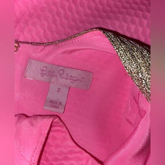 Lilly Pulitzer Emery shift pink and gold dress size 2 - Picture 3 of 5